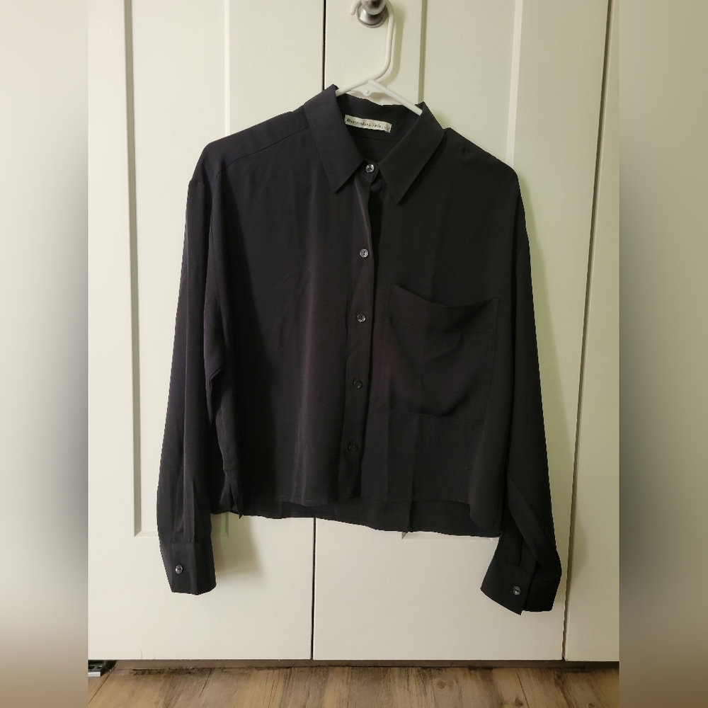 Abercrombie Crop Chiffon Button Down